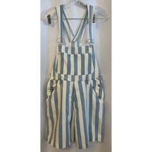 VTG 90s Memphis Brand Blue & White Denim Shortalls Womens Large